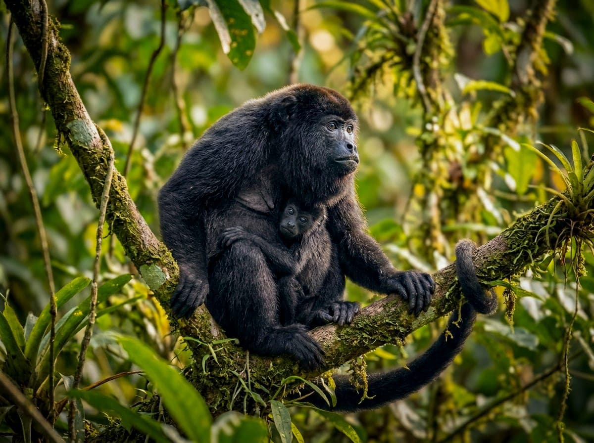 Howler in tropical rainforest, osa peninsula, costa rica