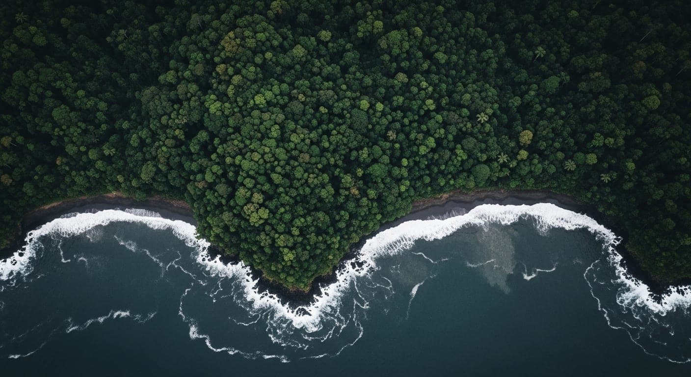 Coastline and rainforest meeting the Pacific Ocean, osa peninsula