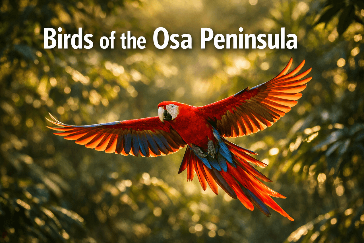 Professional () hero image featuring 'Birds of the Osa Peninsula' in extra large white with subtle dark for depth,